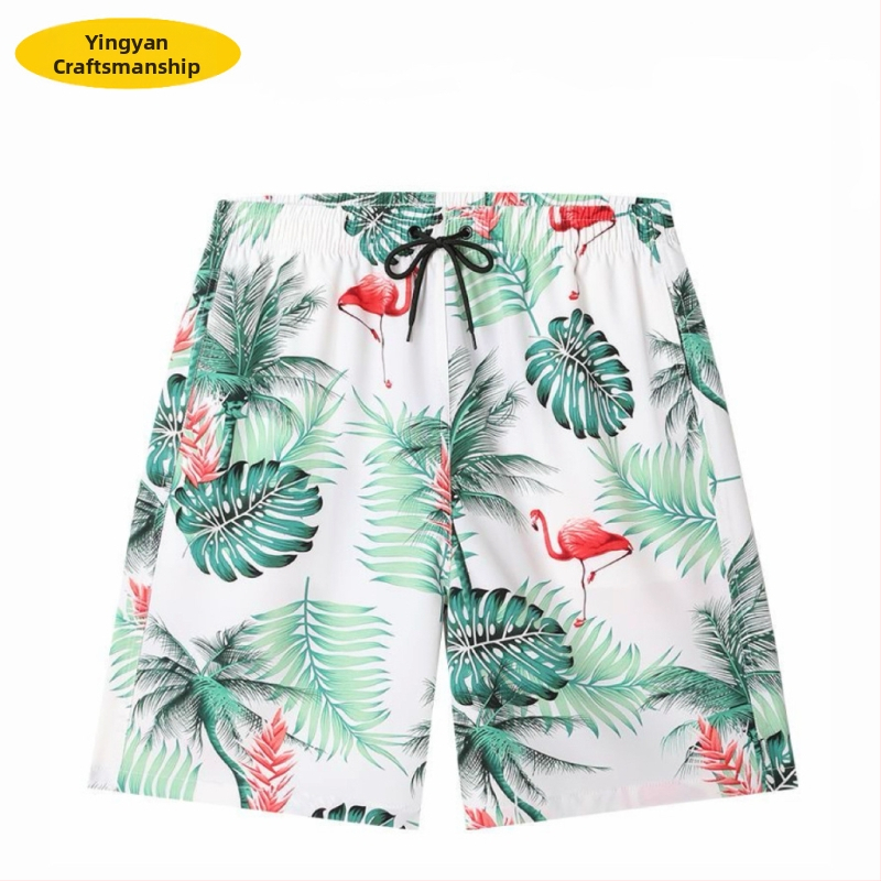 Pánske plážové šortky, voľný strih, potlač, 90–95% polyester, 150 g