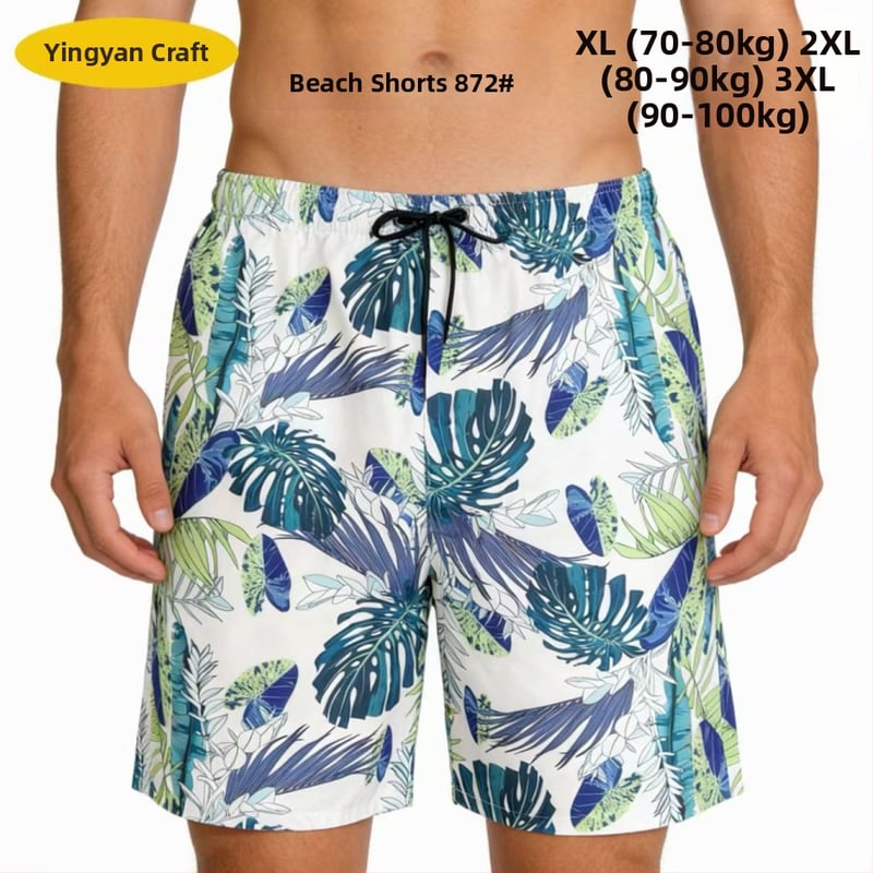 Muške plažne šorceve, opušten kroj, otisak, poliester 90–95%, 150 g