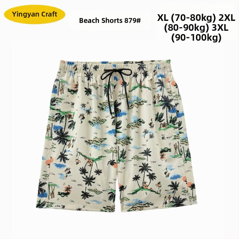 Muške plažne šorceve, opušten kroj, otisak, poliester 90–95%, 150 g