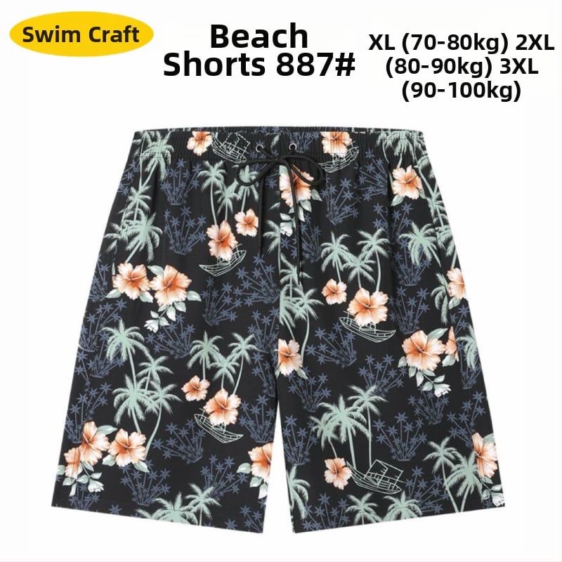 Muške plažne šorceve, opušten kroj, otisak, poliester 90–95%, 150 g