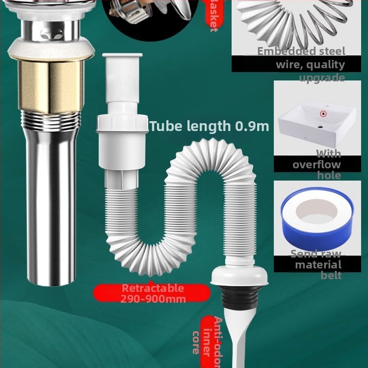 Odtok pre umývadlo s proti zápachu – PVC, model WD-XS171-20, menovitý tlak 1, prevádzková teplota 60°C, priama montáž