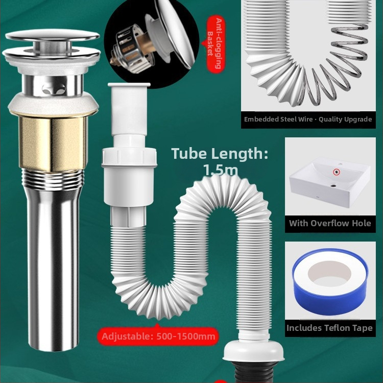 Odtok pre umývadlo s proti zápachu – PVC, model WD-XS171-20, menovitý tlak 1, prevádzková teplota 60°C, priama montáž