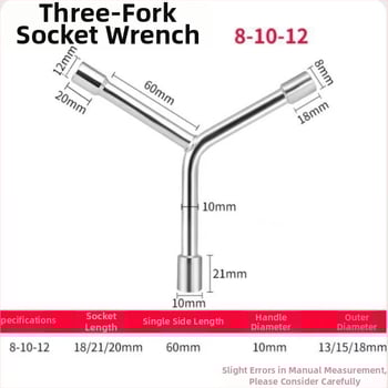 Three-Prong Socket Wrench, Extended Y-Type, Multi-Functional Triangle Socket, High-Carbon Steel for Motorcycle Tire Repair