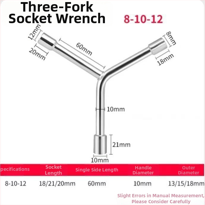 Three-Prong Socket Wrench, Extended Y-Type, Multi-Functional Triangle Socket, High-Carbon Steel for Motorcycle Tire Repair