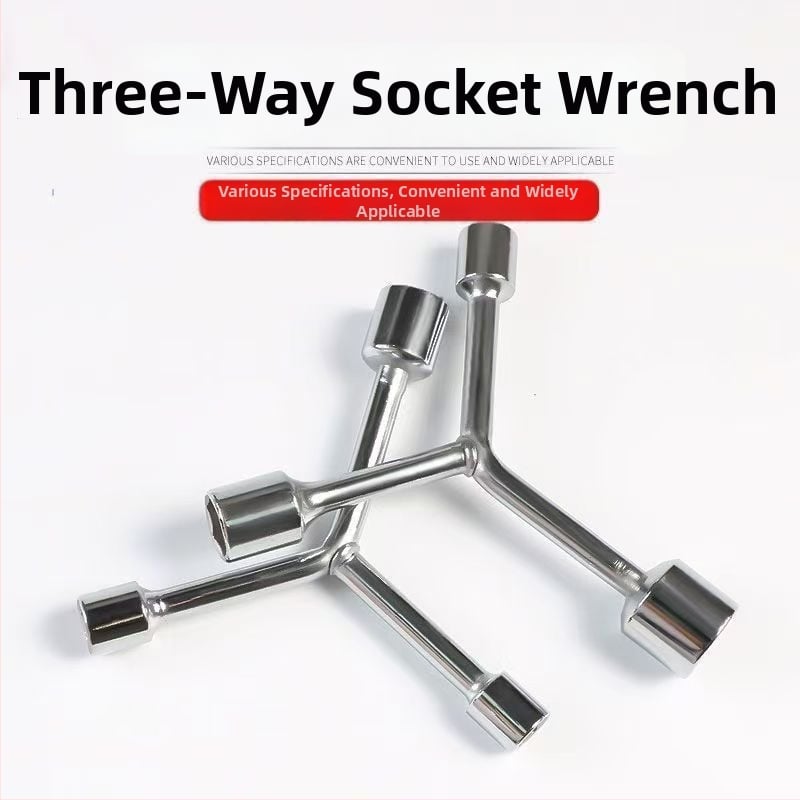 Three-Prong Socket Wrench, Extended Y-Type, Multi-Functional Triangle Socket, High-Carbon Steel for Motorcycle Tire Repair