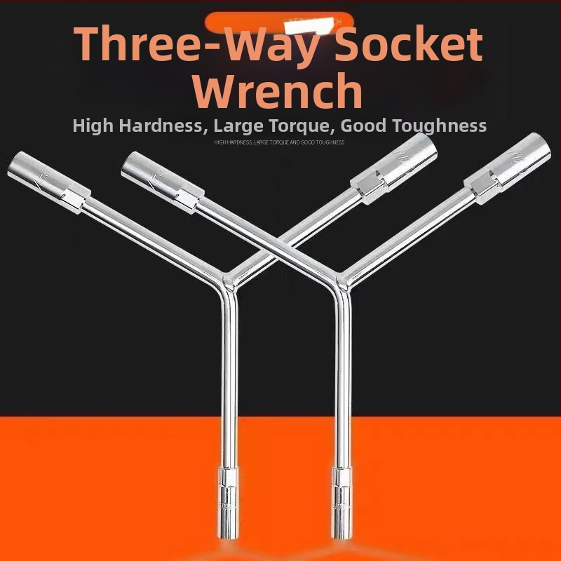 Three-Prong Socket Wrench, Extended Y-Type, Multi-Functional Triangle Socket, High-Carbon Steel for Motorcycle Tire Repair