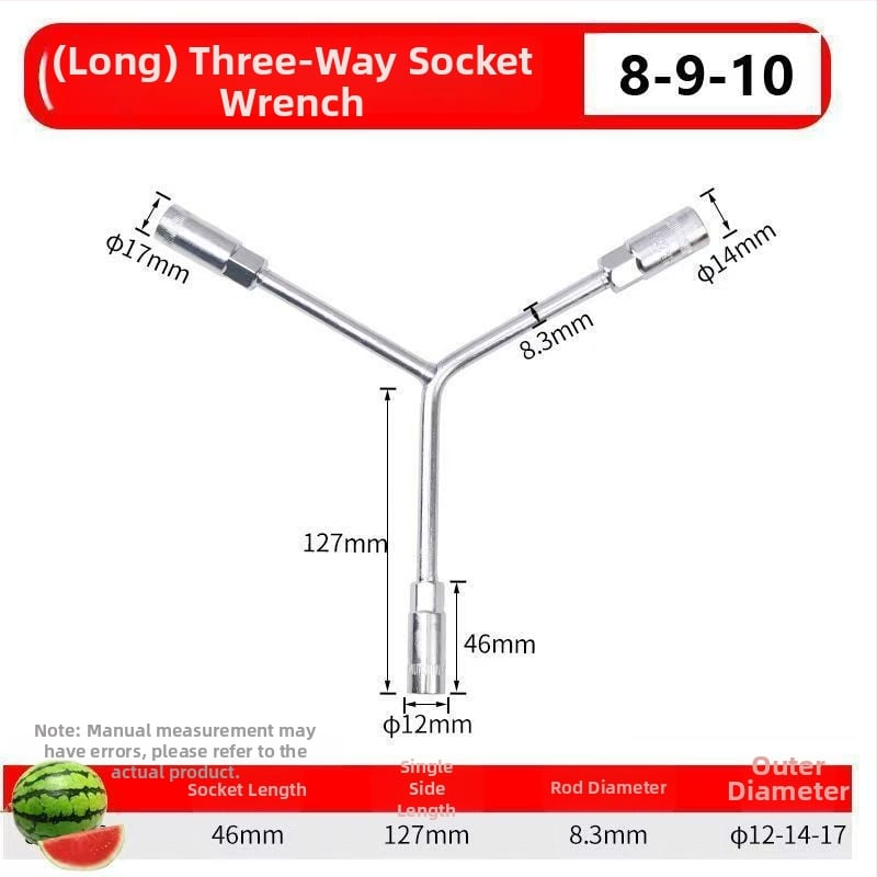 Three-Prong Socket Wrench, Extended Y-Type, Multi-Functional Triangle Socket, High-Carbon Steel for Motorcycle Tire Repair