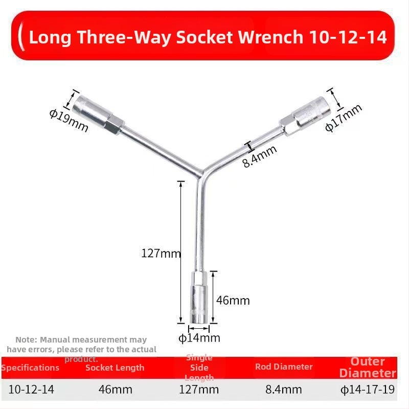 Three-Prong Socket Wrench, Extended Y-Type, Multi-Functional Triangle Socket, High-Carbon Steel for Motorcycle Tire Repair