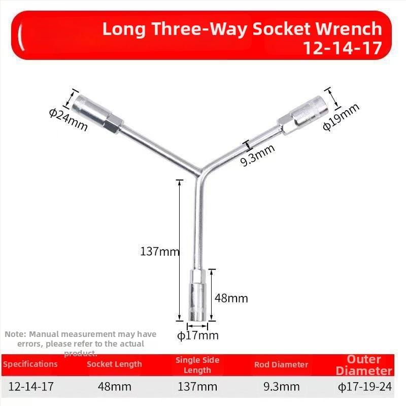 Three-Prong Socket Wrench, Extended Y-Type, Multi-Functional Triangle Socket, High-Carbon Steel for Motorcycle Tire Repair