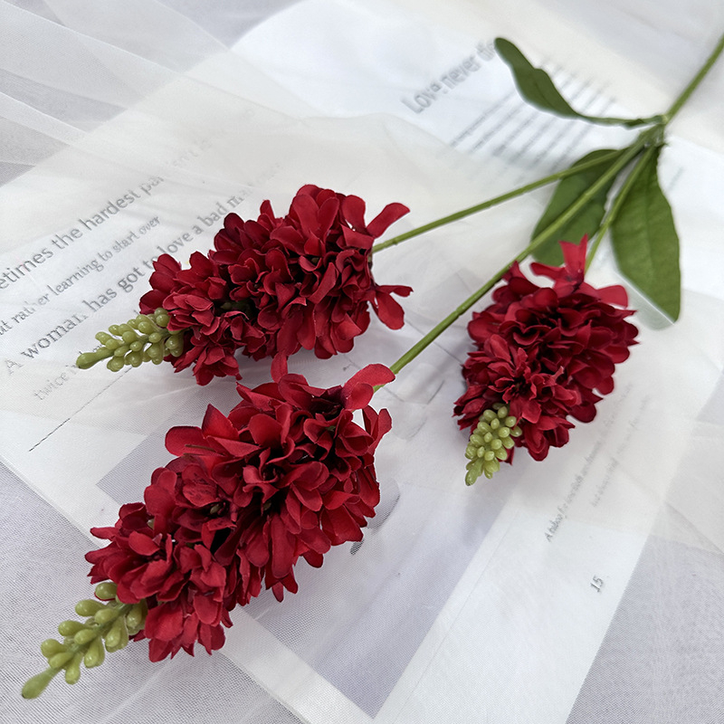 Háromágú mesterséges virágok selyemszövetből, esküvői és fotórekvizitumokra, Yulong márka, variáns 84685