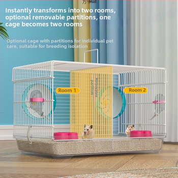 Клетка за хамстери с разглобяем разделител – метална, стил на вила, модулен комплект