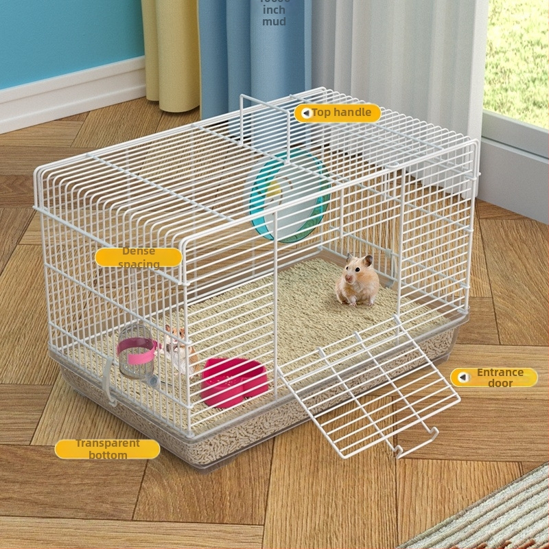 Klietka pre hamstera s odnímateľnou priečkou – kovová, štýl vily, konvertibilná sada