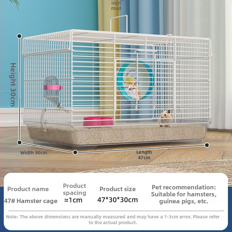 Klietka pre hamstera s odnímateľnou priečkou – kovová, štýl vily, konvertibilná sada