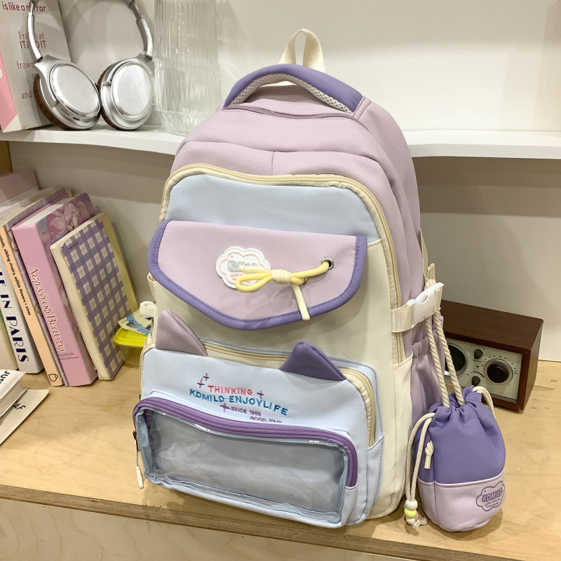 Rucsac școlar, unisex, exterior nylon, design respirabil, căptușeală poliester, stil urban minimalist