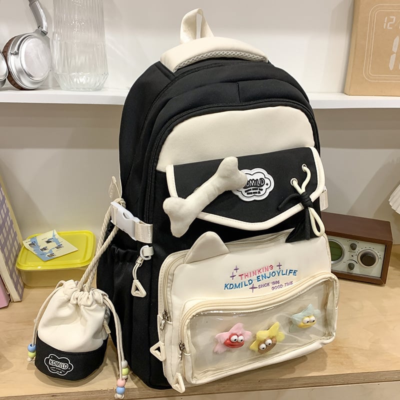 Rucsac școlar, unisex, exterior nylon, design respirabil, căptușeală poliester, stil urban minimalist