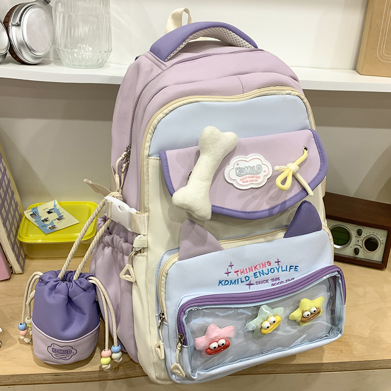 Rucsac școlar, unisex, exterior nylon, design respirabil, căptușeală poliester, stil urban minimalist