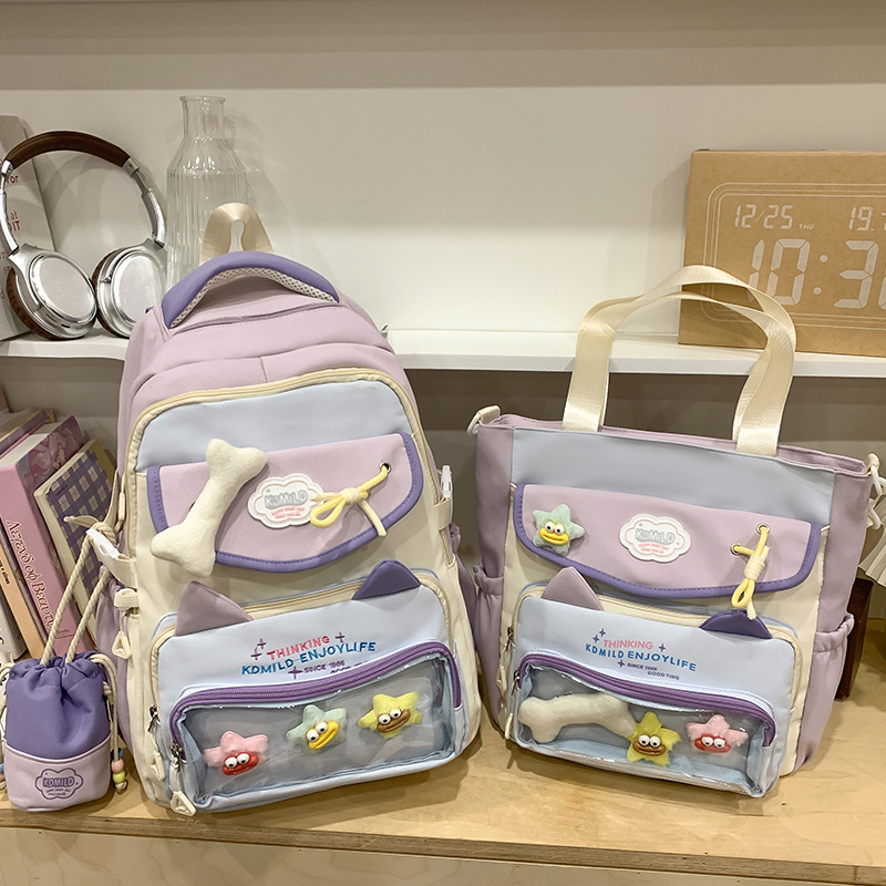 Rucsac școlar, unisex, exterior nylon, design respirabil, căptușeală poliester, stil urban minimalist