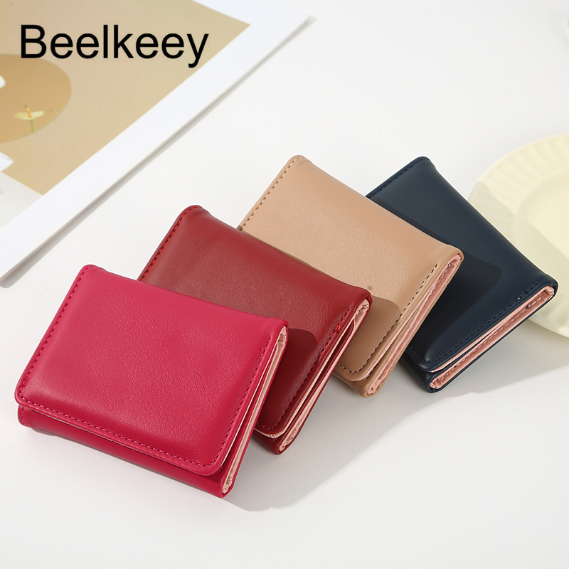 Beelkeey γυναικείο πορτοφόλι νομισμάτων με τριπλό PU, ultra‑ελαφρύ καθημερινό πορτοφόλι με επένδυση πολυεστέρα, κορεατικό στυλ, καλοκαίρι 2024