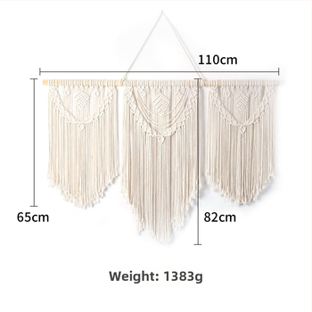 Μποέμικο βαμβακερό ταπετσαρία τοίχου, χειροποίητο, τετράγωνο, ριγέ σχέδιο