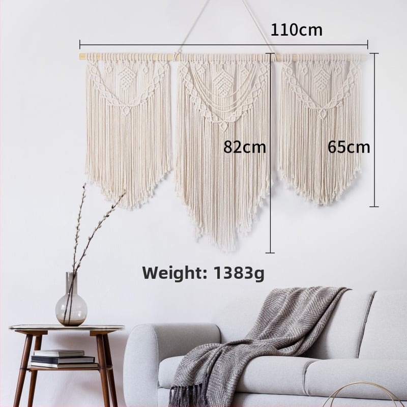 Μποέμικο βαμβακερό ταπετσαρία τοίχου, χειροποίητο, τετράγωνο, ριγέ σχέδιο