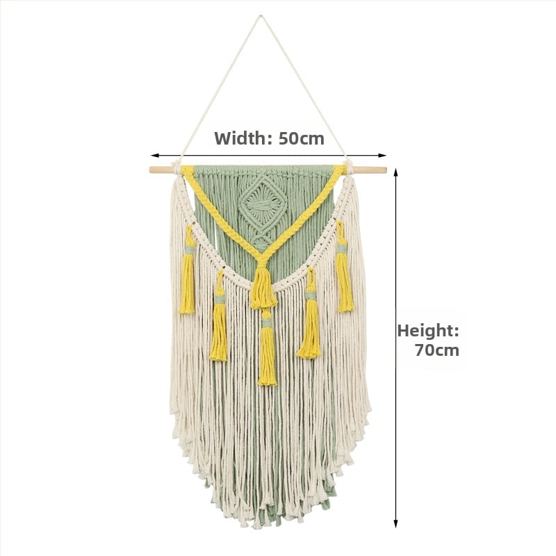 Μποέμικο βαμβακερό ταπετσαρία τοίχου, χειροποίητο, τετράγωνο, ριγέ σχέδιο