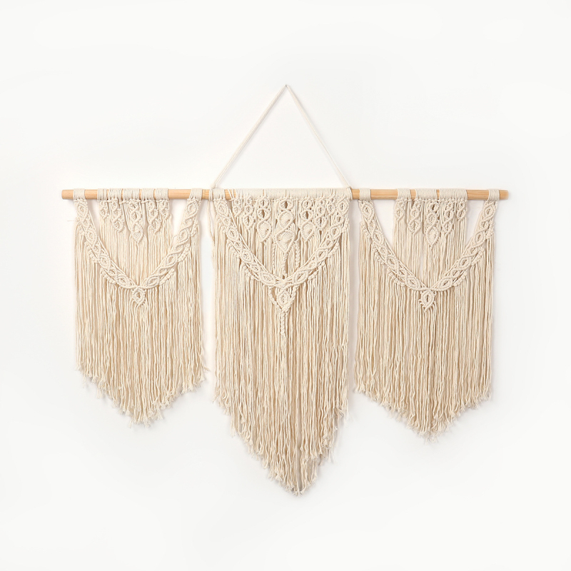 Μποέμικο βαμβακερό ταπετσαρία τοίχου, χειροποίητο, τετράγωνο, ριγέ σχέδιο