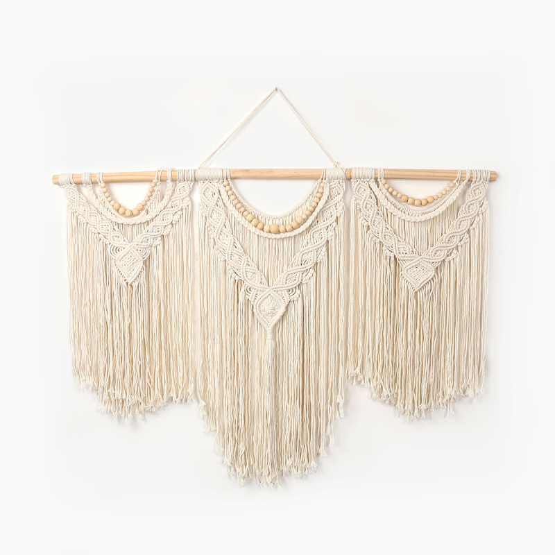 Μποέμικο βαμβακερό ταπετσαρία τοίχου, χειροποίητο, τετράγωνο, ριγέ σχέδιο