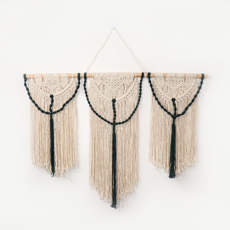 Μποέμικο βαμβακερό ταπετσαρία τοίχου, χειροποίητο, τετράγωνο, ριγέ σχέδιο