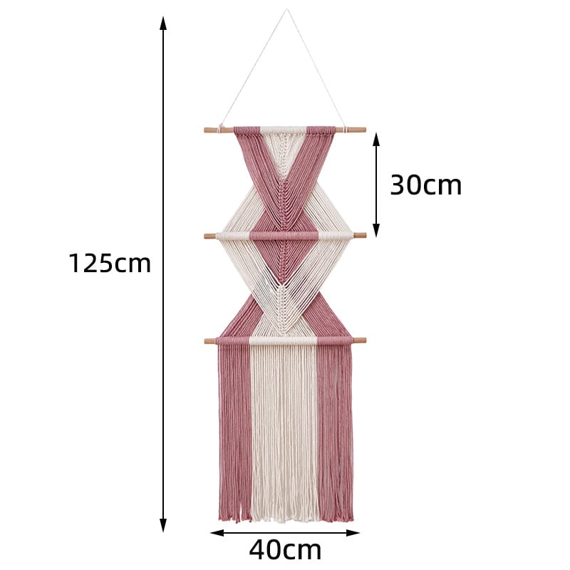 Μποέμικο βαμβακερό ταπετσαρία τοίχου, χειροποίητο, τετράγωνο, ριγέ σχέδιο