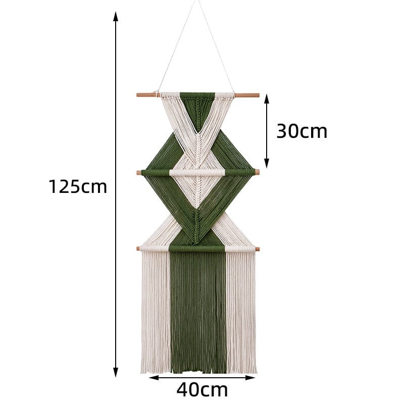 Μποέμικο βαμβακερό ταπετσαρία τοίχου, χειροποίητο, τετράγωνο, ριγέ σχέδιο