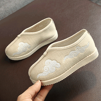 Gyerekeknek készült etnikai lapos talpú cipő, PU felsőrész és PU belső rész, uniszex, Shandong eredet