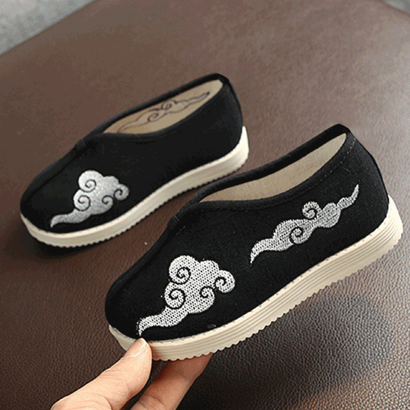 Gyerekeknek készült etnikai lapos talpú cipő, PU felsőrész és PU belső rész, uniszex, Shandong eredet