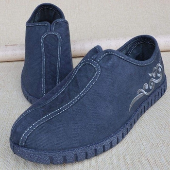 Γυναικείες φλατ με ντένιμ επάνω, κέντημα, στρογγυλό δάχτυλο, ρηχό άνοιγμα, χαμηλό τακούνι 1–3 cm, αναπνέουσα ελαφριά σόλα PVC, βαμβακερή επένδυση