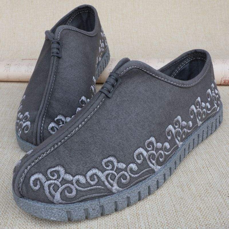 Γυναικείες φλατ με ντένιμ επάνω, κέντημα, στρογγυλό δάχτυλο, ρηχό άνοιγμα, χαμηλό τακούνι 1–3 cm, αναπνέουσα ελαφριά σόλα PVC, βαμβακερή επένδυση