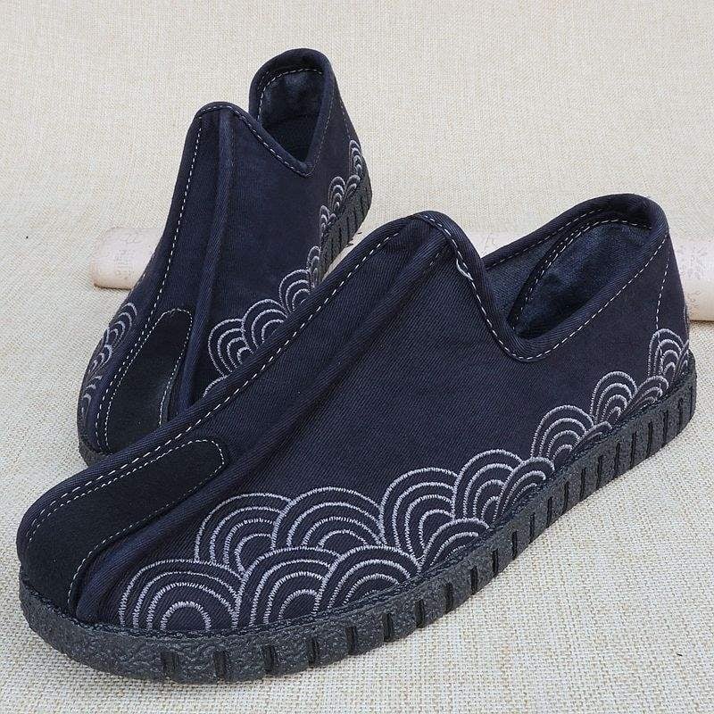 Γυναικείες φλατ με ντένιμ επάνω, κέντημα, στρογγυλό δάχτυλο, ρηχό άνοιγμα, χαμηλό τακούνι 1–3 cm, αναπνέουσα ελαφριά σόλα PVC, βαμβακερή επένδυση