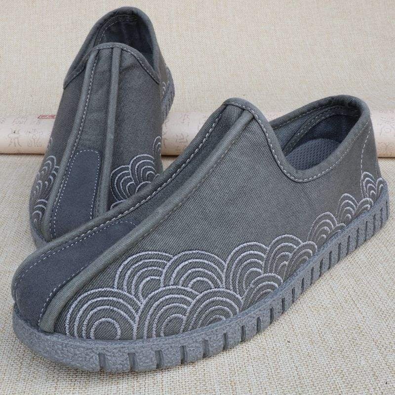 Γυναικείες φλατ με ντένιμ επάνω, κέντημα, στρογγυλό δάχτυλο, ρηχό άνοιγμα, χαμηλό τακούνι 1–3 cm, αναπνέουσα ελαφριά σόλα PVC, βαμβακερή επένδυση