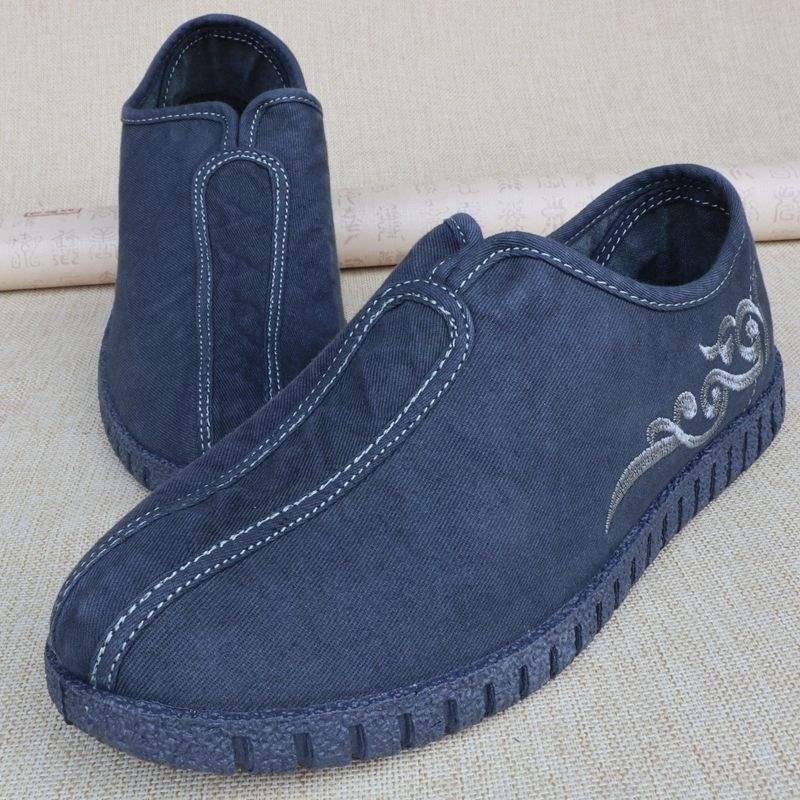 Γυναικείες φλατ με ντένιμ επάνω, κέντημα, στρογγυλό δάχτυλο, ρηχό άνοιγμα, χαμηλό τακούνι 1–3 cm, αναπνέουσα ελαφριά σόλα PVC, βαμβακερή επένδυση