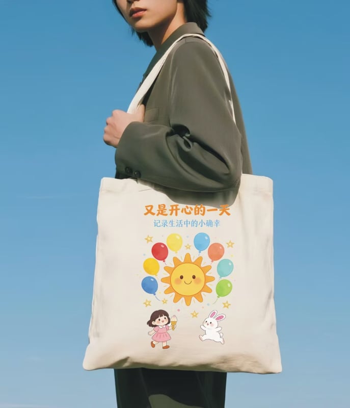 Geantă din canvas cu imprimare a logo-ului – geantă de umăr, material ecologic 12A poliester-cotton, imprimare a logo-ului, metode de imprimare: digital, serigrafie, transfer termic, sublimare, origine: Wenzhou, Zhejiang