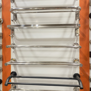 304 rozsdamentes acél törölközőtartó, falra szerelhető, egylábu vagy kettős rúddal, polírozott felület, 2 rétegű tárolás