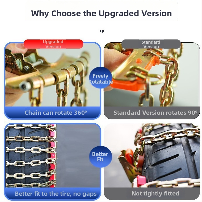 Mangán acélból készült hóláncok, hőkezelet, csúszásmentes, autók és SUV-k számára, univerzális illeszkedés sedan, SUV, kereskedelmi jármű, pickup és MPV, hétcsatornás kialakítás