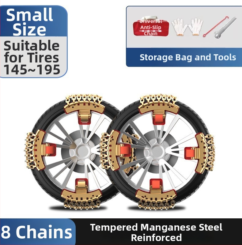Mangán acélból készült hóláncok, hőkezelet, csúszásmentes, autók és SUV-k számára, univerzális illeszkedés sedan, SUV, kereskedelmi jármű, pickup és MPV, hétcsatornás kialakítás