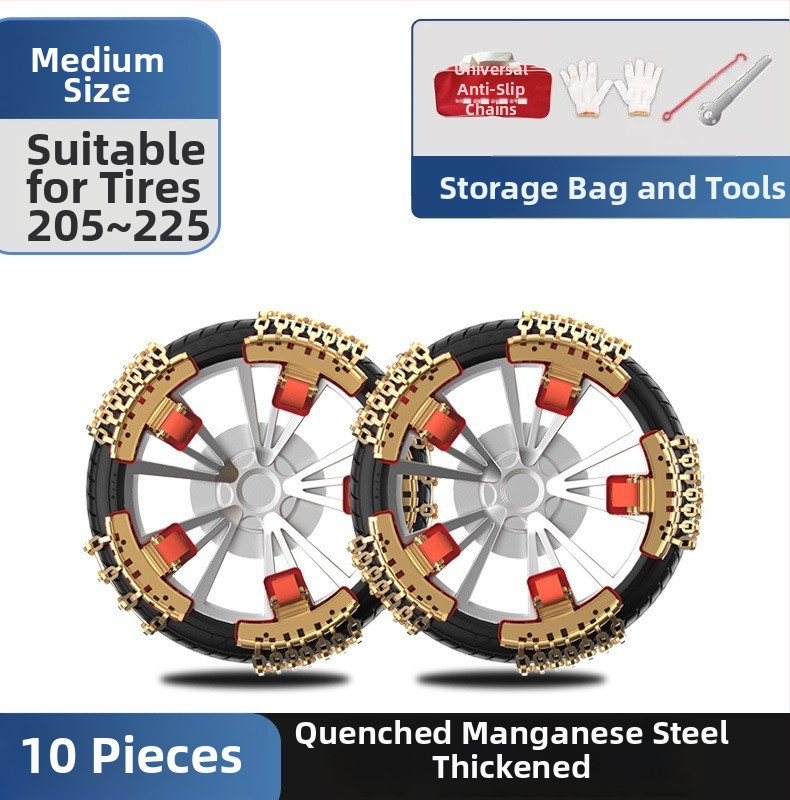 Mangán acélból készült hóláncok, hőkezelet, csúszásmentes, autók és SUV-k számára, univerzális illeszkedés sedan, SUV, kereskedelmi jármű, pickup és MPV, hétcsatornás kialakítás