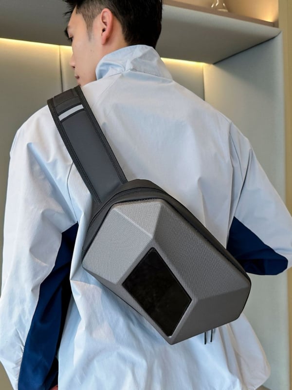 Ανδρική χιαστί τσάντα, PVC περίβλημα, πολυεστερική επένδυση, μάρκα Pengyu, αναπνεύσιμη, αδιάβροχη, ανθεκτική στη φθορά, επεκτάσιμη