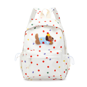 Nylonová školská taška, unisex, svieži a sladký štýl, bodkovaný vzor, podšívka z polyesteru