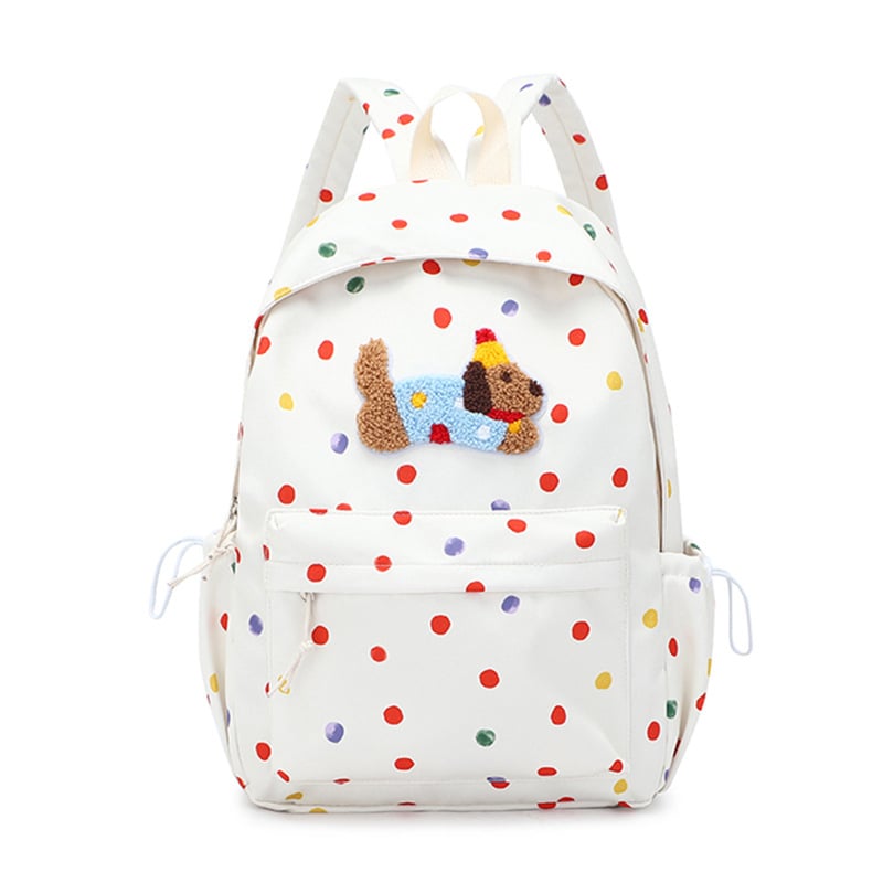 Nylonová školská taška, unisex, svieži a sladký štýl, bodkovaný vzor, podšívka z polyesteru