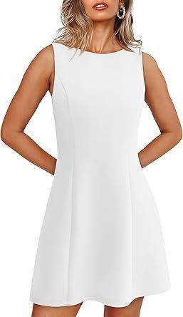 Bez rukávov, mini šaty A-linou, okrúhly výstrih, vysoký pás, zips, zmes polyester-spandex