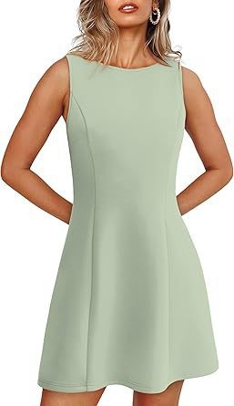 Bez rukávov, mini šaty A-linou, okrúhly výstrih, vysoký pás, zips, zmes polyester-spandex