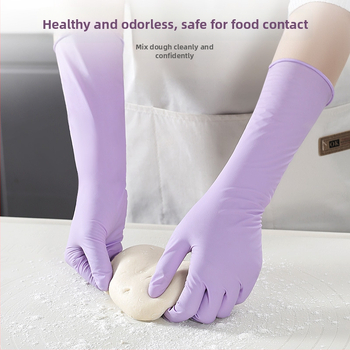 Γάντια μιας χρήσης για πλύσιμο πιάτων - λατέξ, κανονικό πάχος, μήκος 28 εκ, μάρκα Qiaofeng