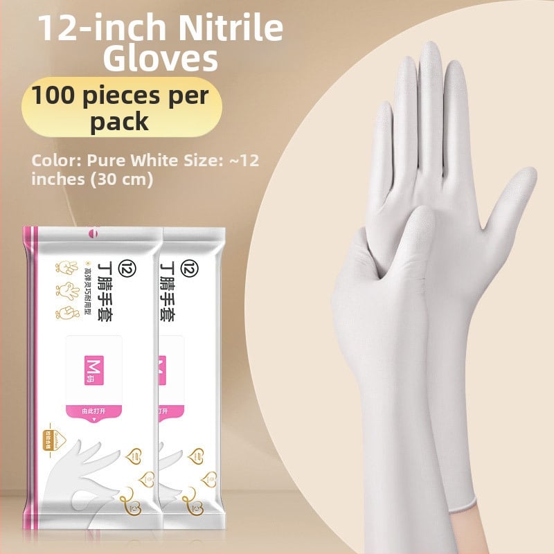 Γάντια μιας χρήσης για πλύσιμο πιάτων - λατέξ, κανονικό πάχος, μήκος 28 εκ, μάρκα Qiaofeng