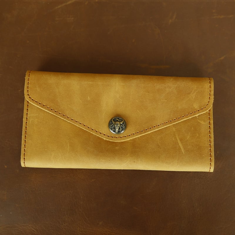 Unisex πορτοφόλι τύπου φακέλου από γνήσιο δέρμα Crazy Horse, μοντέλο LD165, μακρύς μορφή, retro σχέδιο με κλείσιμο flip